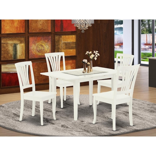 East West Furniture 5 Piece Norfolk Rectangular Dinette Set - Linen White - NOAV5-LWH-W