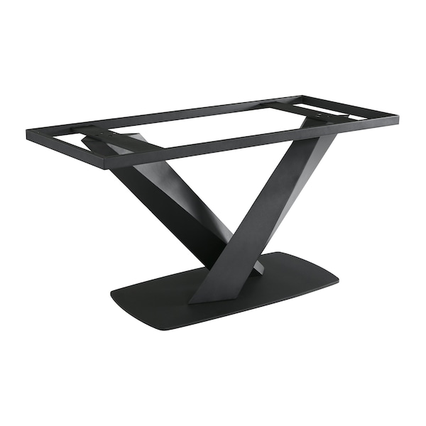 Armen Living Everett Contemporary Dining Table in Matte Black Finish and Walnut Top - LCERDIWABL