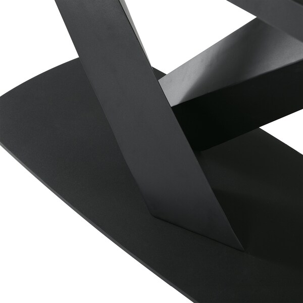 Armen Living Everett Contemporary Dining Table in Matte Black Finish and Walnut Top - LCERDIWABL