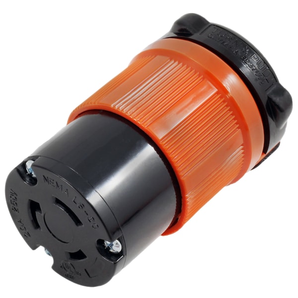 Ac Works NEMA L6-20R 20A 250V 3-Prong Locking Female Connector with UL, C-UL Approval in Orange - ASL620R