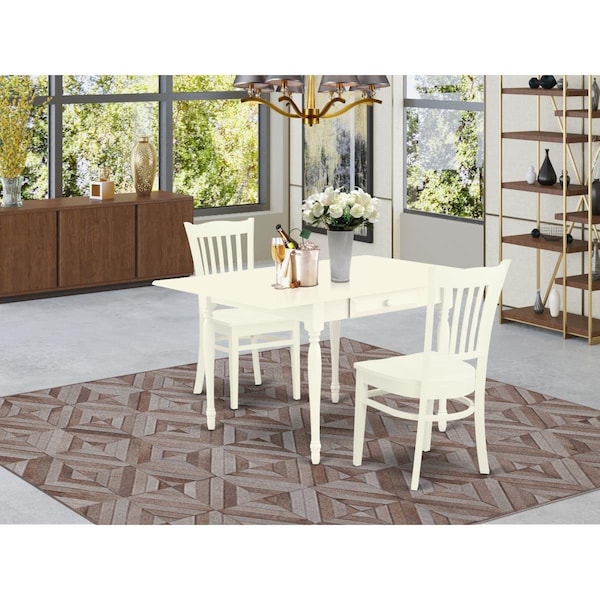 East West Furniture 3 Piece Monza Kitchen Table Set - Linen White - MZGR3-LWH-W