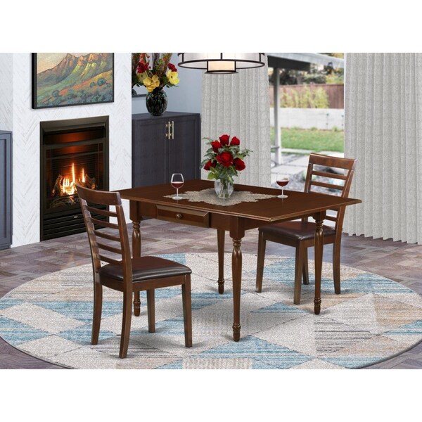 East West Furniture 3 Piece Monza Dining Table Set - Mahogany - MZML3-MAH-LC