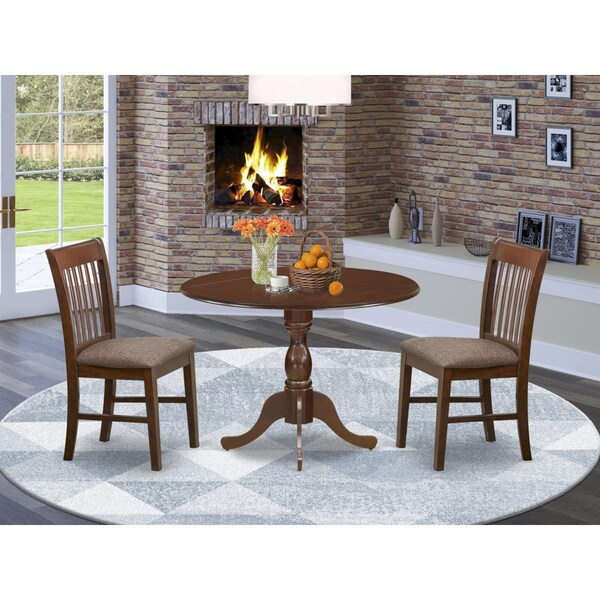 East West Furniture 3 Piece Dublin Kitchen Table Set - Mahogany - DMNF3-MAH-C