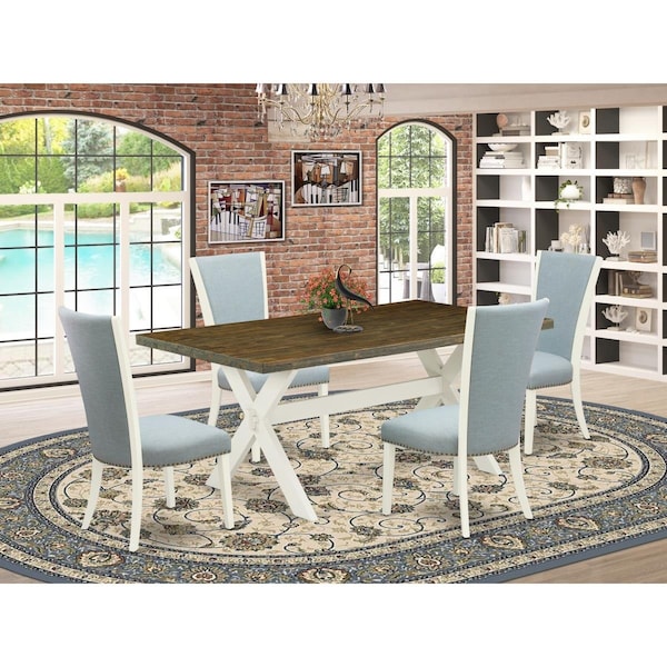 East West Furniture 5 Piece X-Style Kitchen Table Set - Linen White - X077VE215-5