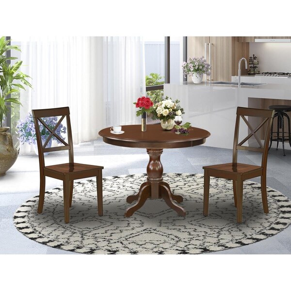 East West Furniture 3 Piece Hartland Dining Room Set - Mahogany - HBBO3-MAH-W