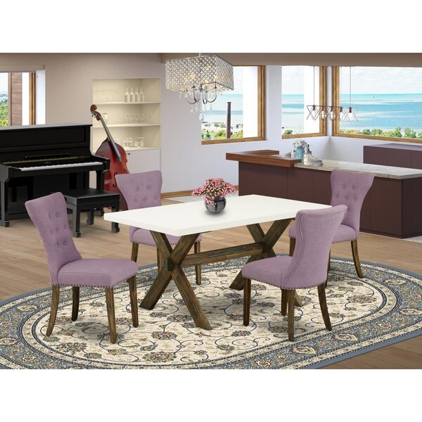 East West Furniture 5 Piece X-Style Dining Room Set - Distressed Jacobean - X726GA740-5