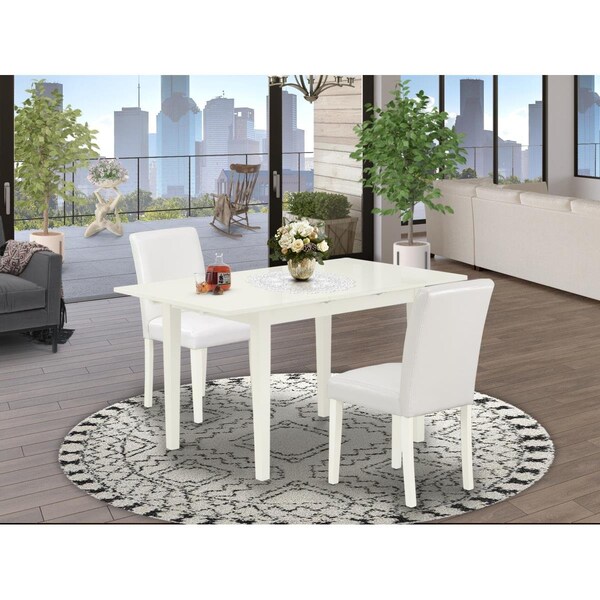 East West Furniture 3 Piece Norfolk Modern Dinette Set - Linen White - NOAB3-LWH-64
