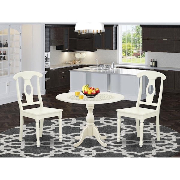 East West Furniture 3 Piece Dublin Dinette Set - Linen White - DMKE3-LWH-W