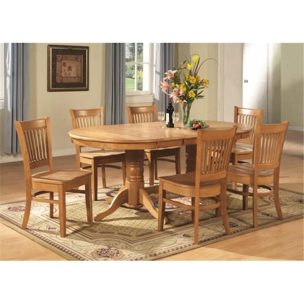 East West Furniture 5 Piece Dining Set Table With A Leaf and 4 Chairs For Dining - VANC5-OAK-W