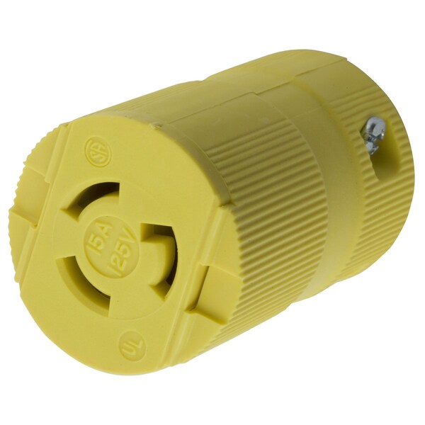 Hubbell Wiring Device-Kellems Locking Devices, Twist-Lock®, Valise, Female Connector Body, 15A 125V, 2-Pole 3-Wire Grounding, L5-15R, Screw Terminal, Yellow - HBL4729VY
