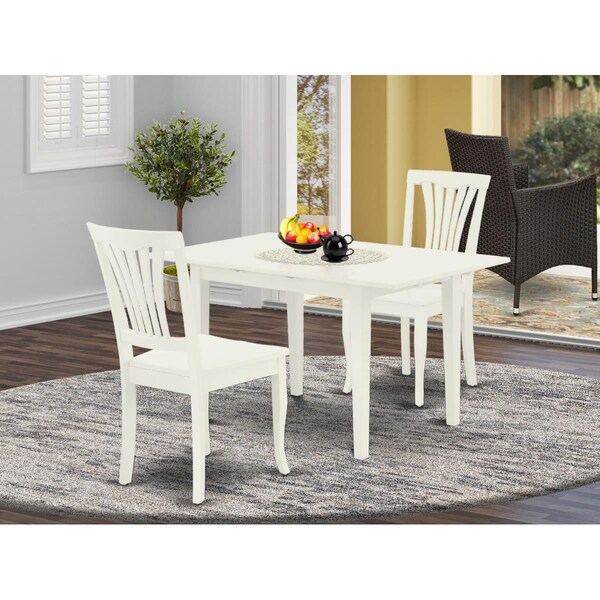 East West Furniture 3 Piece Norfolk Dining Room Table Set - Linen White - NOAV3-LWH-W