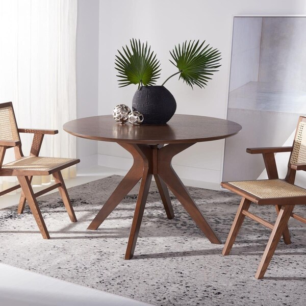 Safavieh 30.25 x 46 x 46 in. Carolee Round Dining Table - Walnut - SFV2134C