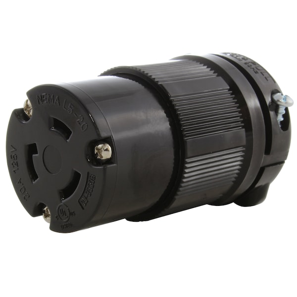Ac Works NEMA L5-20R 20A 125V 3-Prong Locking Female Connector with UL, C-UL Approval in Black - ASL520R-BK