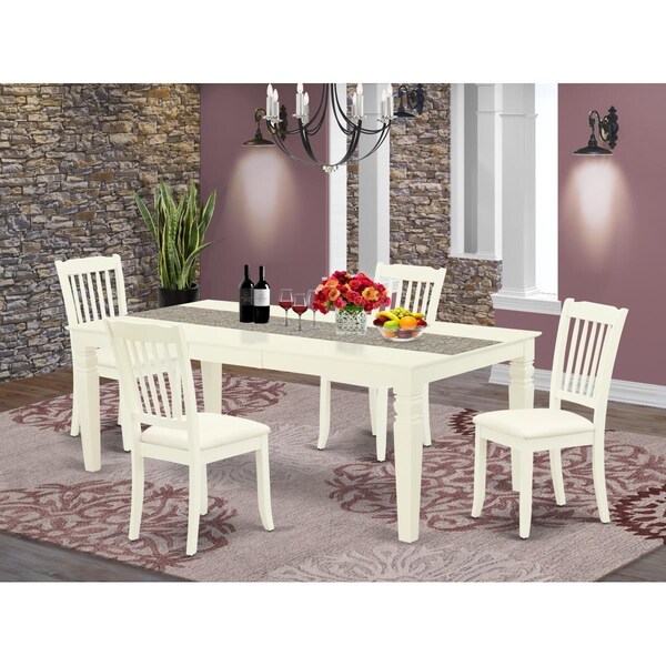 East West Furniture 5 Piece Logan Dining Set - Linen White - LGDA5-LWH-C