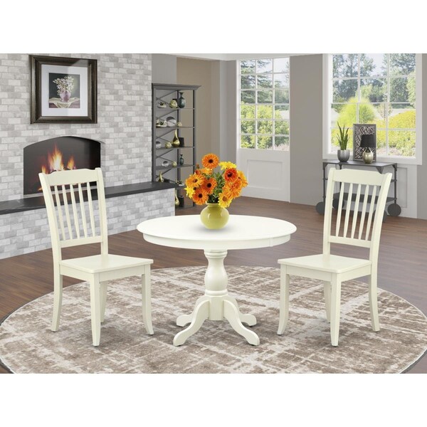 East West Furniture 3 Piece Hartland Modern Dining Table Set - Linen White - HBDA3-LWH-W