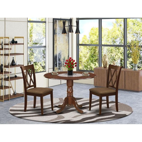 East West Furniture 3 Piece Dublin Dinette Set - Mahogany - DLCL3-MAH-C
