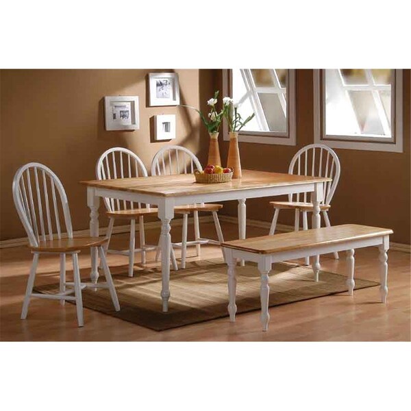 Boraam 6 Pieces Farmhouse Dining Set - White-Natural - 86369
