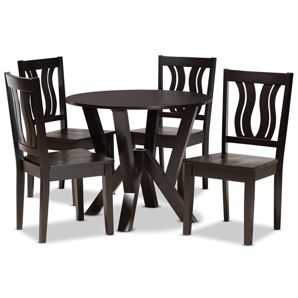 Baxton Studio Noelia Modern and Contemporary Transitional Dark Brown Finished Wood 5-Piece Dining Set - 177-11377-10900-ZORO