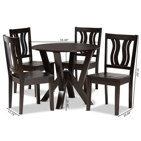 Baxton Studio Noelia Modern and Contemporary Transitional Dark Brown Finished Wood 5-Piece Dining Set - 177-11377-10900-ZORO