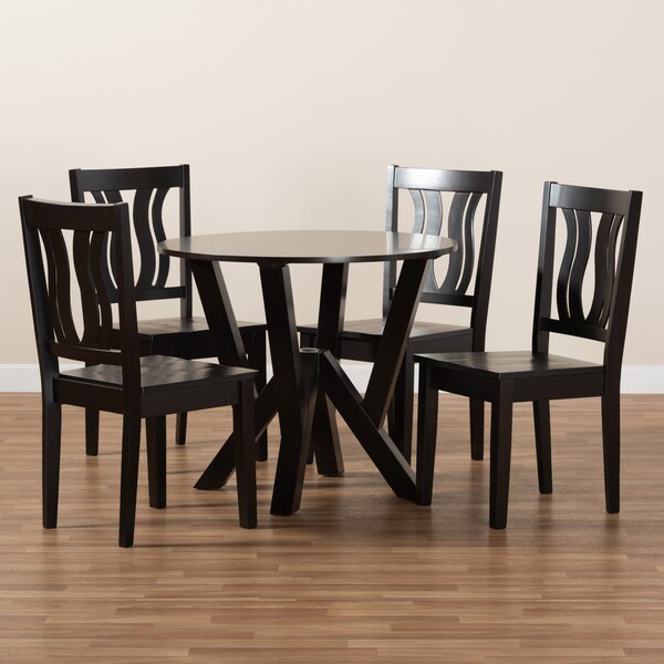 Baxton Studio Noelia Modern and Contemporary Transitional Dark Brown Finished Wood 5-Piece Dining Set - 177-11377-10900-ZORO