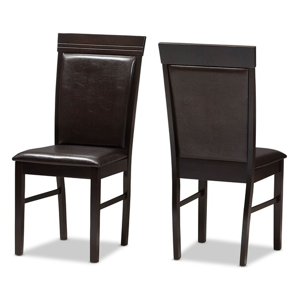 Baxton Studio Thea Modern Dark Brown Faux Leather Upholstered 5-Piece Dining Set - 142-8031-8026