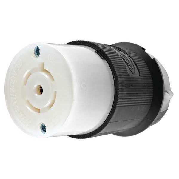 Hubbell 20A Locking Connector 4P 5W 347/600VAC L23-20R BK/WT - HBL2533