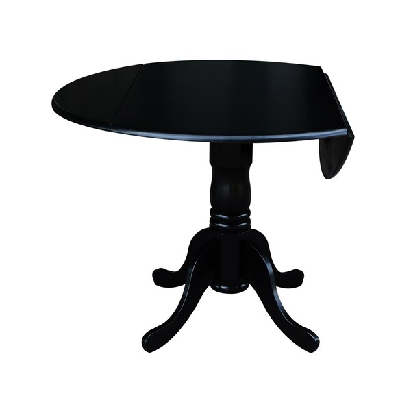 International Concepts 42 in. Dual Drop Leaf Table with 4 Ladder Back Dining Chairs - 5 Piece Dining Set - K46-42DP-C2-4