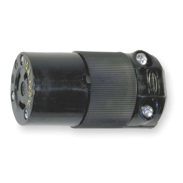 Hubbell 15A Locking Connector 2P 3W 125VAC L5-15R BK - HBL4729CBK