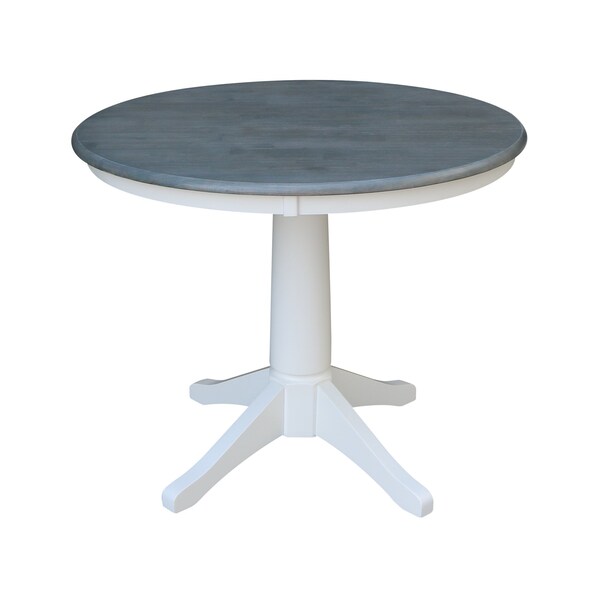International Concepts 36 in. Round Pedestal Dining Table with 2 Madrid LadderBack Chairs - 3 Piece Dining Set - K05-36RT-27B-C2-2