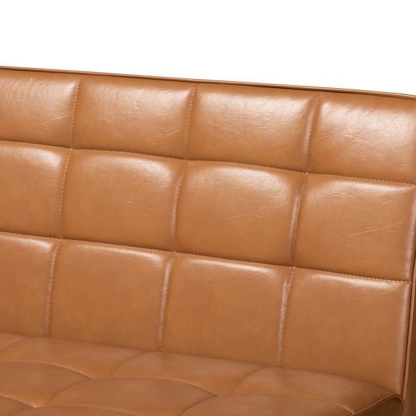 Baxton Studio Sanford Mid-Century Modern Tan Faux Leather and Walnut Brown Finished Wood 4-Piece Dining Nook Set - 184-11346-11348-9305-ZORO