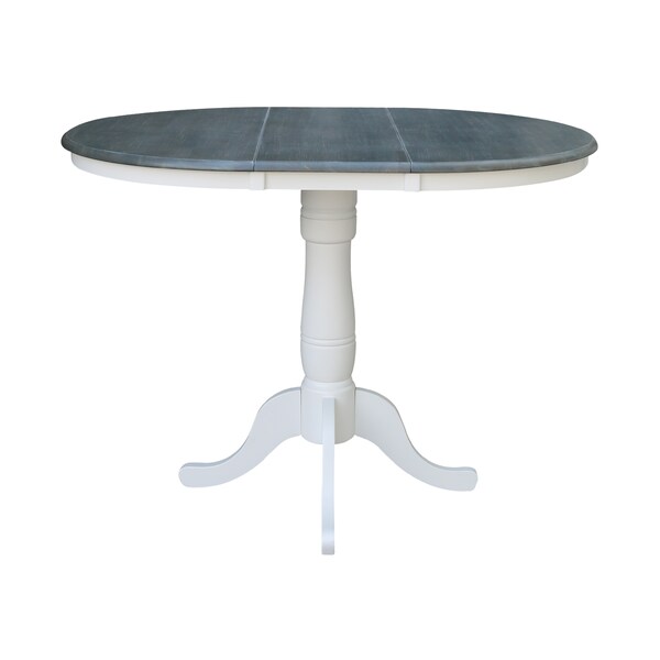 International Concepts Round 36 in Rd Extend Dining Table, 4 San Remo Stools, White/Heather Gray, 36 in W, 48 in L, Wood - K05-36RXT-6B-S102-4