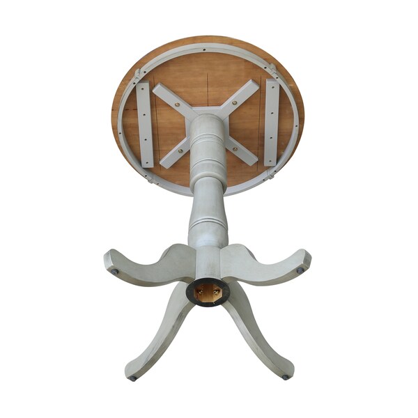 International Concepts Round 30 in Round Top Pedestal Table, Bar Height, Hickory/Stone, 30 in W, 30 in L, 41.1 in H, Wood - K41-30RT-6B-2