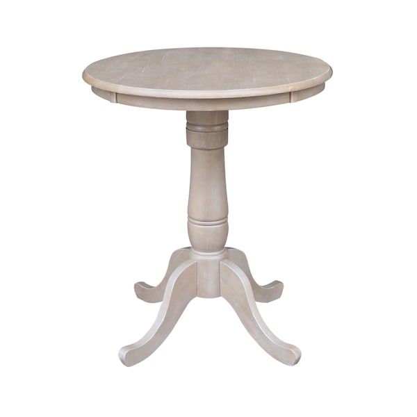 International Concepts 30 in. Round Pedestal Gathering Height Table with 2 Counter Height Stools - K09-30RT-S6172-2