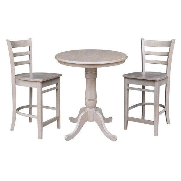 International Concepts 30 in. Round Pedestal Gathering Height Table with 2 Counter Height Stools - K09-30RT-S6172-2