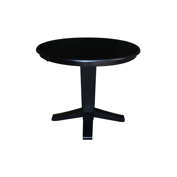 International Concepts 36 in. Solid Wood Round Top Pedestal Dining Table - 29.9 in. High, Black - K46-36RT-23B