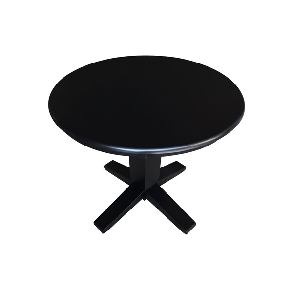 International Concepts 36 in. Solid Wood Round Top Pedestal Dining Table - 29.9 in. High, Black - K46-36RT-23B