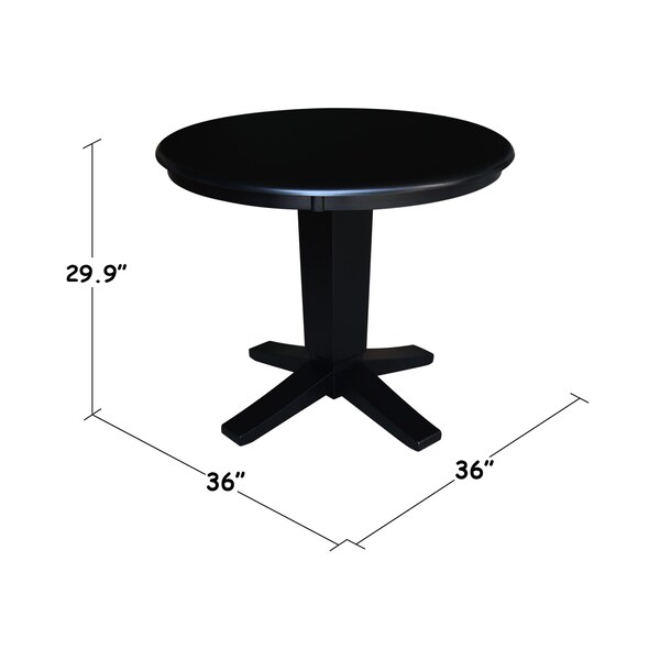 International Concepts 36 in. Solid Wood Round Top Pedestal Dining Table - 29.9 in. High, Black - K46-36RT-23B