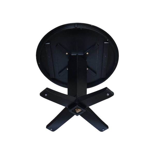 International Concepts 36 in. Solid Wood Round Top Pedestal Dining Table - 29.9 in. High, Black - K46-36RT-23B