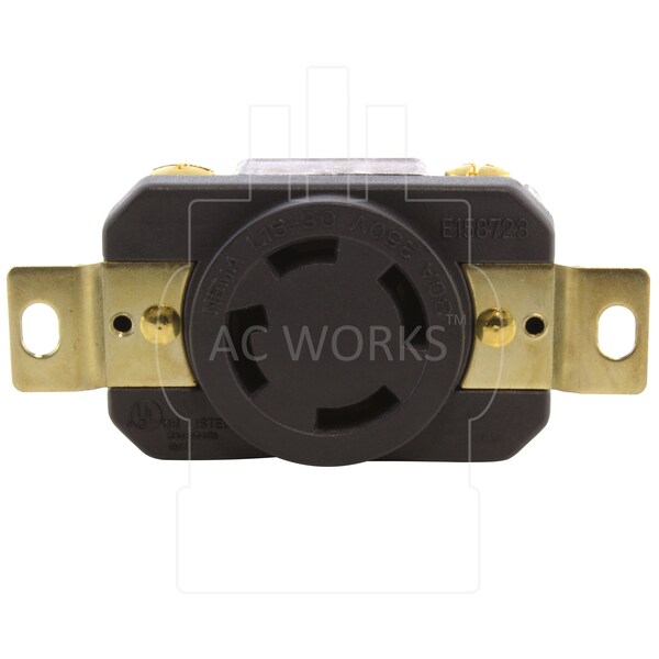 Ac Works 30A 3-Phase 250V L15-30R Flush Mount Locking Industrial Grade Receptacle UL CUL - FML1530R