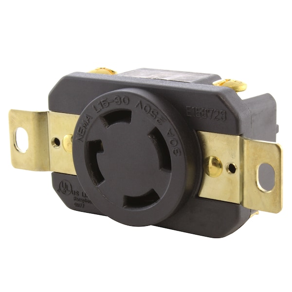 Ac Works 30A 3-Phase 250V L15-30R Flush Mount Locking Industrial Grade Receptacle UL CUL - FML1530R