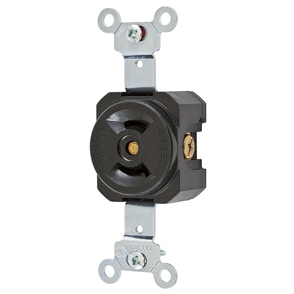 Hubbell 15A Twist-Lock Receptacle 2P 2W 125VAC L1-15R BK - HBL7535