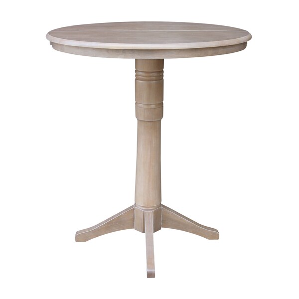 International Concepts Round 36 in Rd Top Pedestal Table, 12 in Leaf, 40.9 inH, Adjust Ht, Washed Gray Taupe, 36 in W, 48 in L - K09-36RXT-27B-6B-2