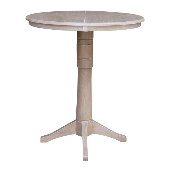 International Concepts Round 36 in Rd Top Pedestal Table, 12 in Leaf, 40.9 inH, Adjust Ht, Washed Gray Taupe, 36 in W, 48 in L - K09-36RXT-27B-6B-2