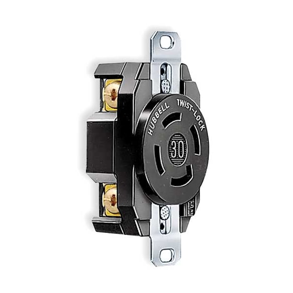 Hubbell 30A Twist-Lock Receptacle 4P 4W 120/208VAC BK - HBL3430