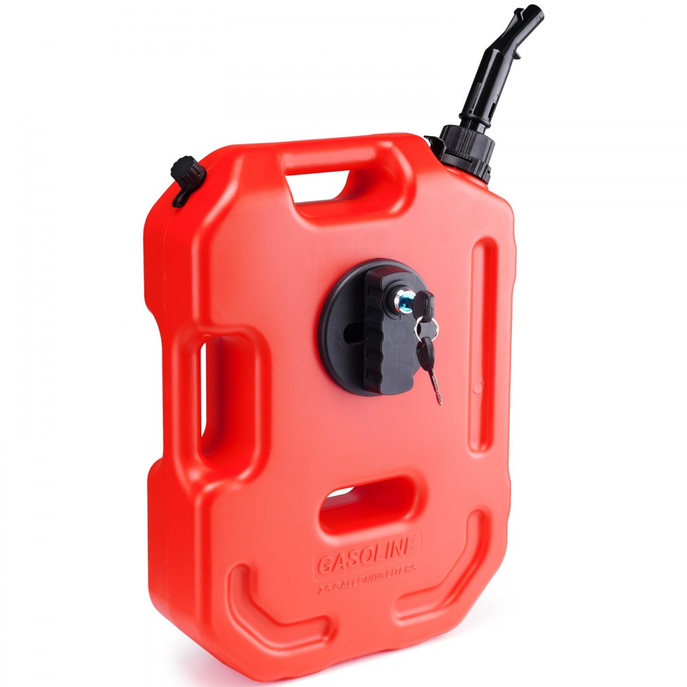 VEVOR Gas Can, 2.64 Gallon/10L, Fuel Tank with Spout and Lockable Bracket, Storage Gasoline Container, Auto-Off Function & Adjustable Flow Rate, Compatible with Most Cars Motorcycle SUV ATV UTV, Red - BXSYXW1J10LSFMBWRV0