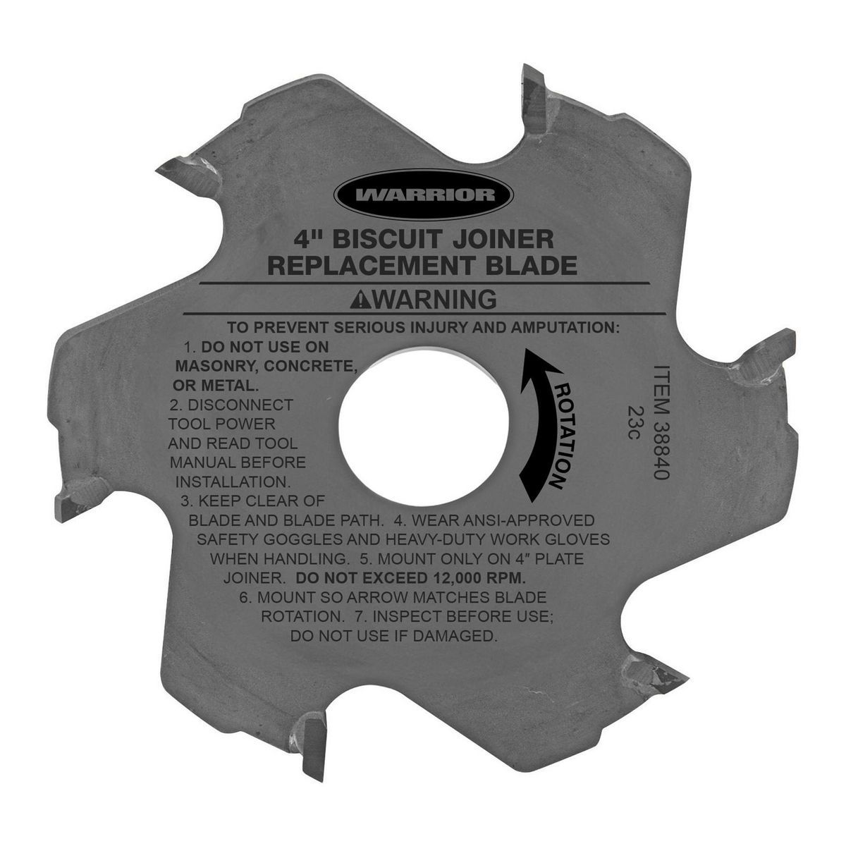 Cuchilla circular Warrior de 4 pulgadas y 6T para ensamblador de placas - 38840