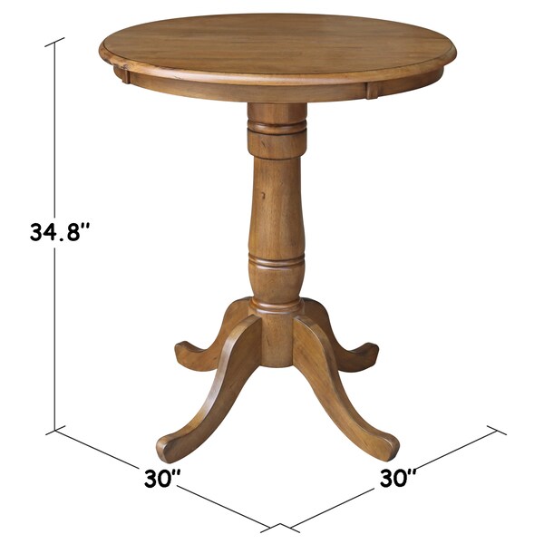 International Concepts Round 30 in Round Top Pedestal Table, 34.9 inH, Pecan, 30 in W, 30 in L, 35.1 in H, Wood, Pecan - K59-30RT-6B
