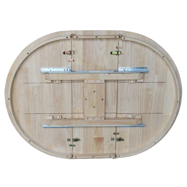 International Concepts Round 36 in Rd Top Pedestal Table, 12 in Leaf, 28.9 inH, Dining Height, Unfinished, 36 in W, Wood - K-36RXT-11B