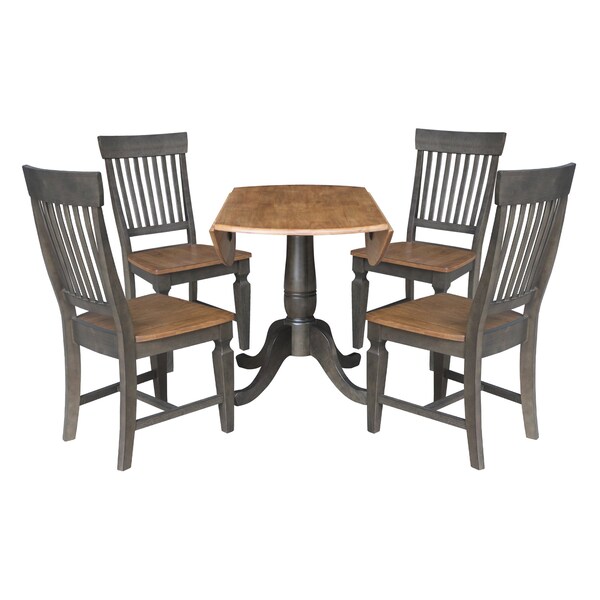 International Concepts Round 42 in W, 42 in L, 29.5 in H, Wood, Hickory/Washed Coal - K45-42DPT-C65-4