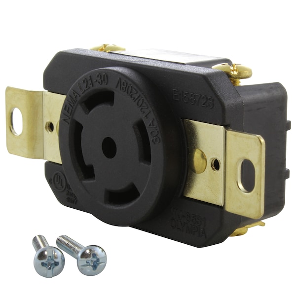 Ac Works 30A 120/280V NEMA L21-30R Flush Mount Locking Industrial Grade Receptacle - FML2130R